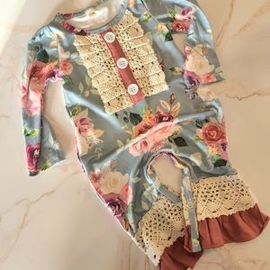 Floral and Lace Vintage Style Romper